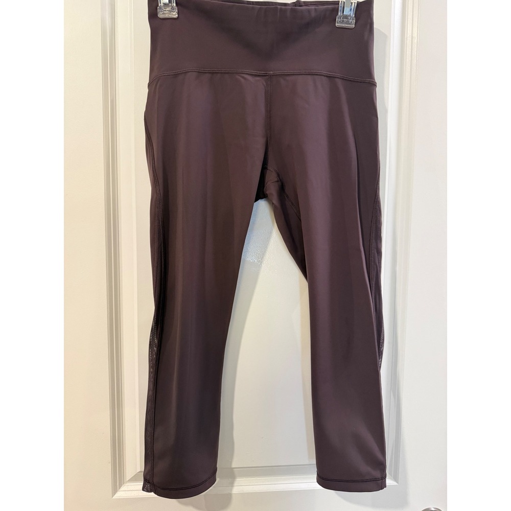 Lululemon High Rise Mesh Crop Leggings Size 8 Deep‎ Plum Purple 21 Inseam